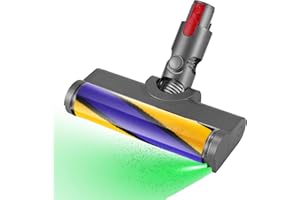 Ailomey Cabezal de Cepillo Eléctrico para Dyson V7, V8, V10, V11 y V15, Cepillo del Rodillo con Luces LED para Revelar el Polvo Invisible y Rodillo Suave para una Limpieza Eficaz en Suelos Duros