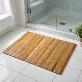 Bambu Banyo Matı, Kaydırmaz TPE Tabanlı, Suya Dayanıklı, Rulo Yapılabilir, 45x68 cm, Banyo ve Mutfak i&ccedil;in