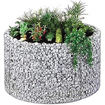 Bellissa parterre surélevé en gabion rond - jardinière en cage à pierre ronde - 92-72 cm, H40