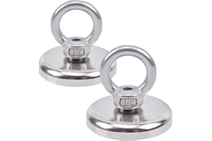 OCEUMAOA Aimant de Peche 70 kg Aimant Neodyme Super Puissant Gros Aimant Avec Anneaux Facile à démonter Magnet 42mm 2 pièces
