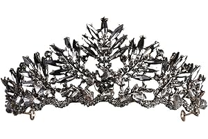 TSKDKIT Tiara korona dla kobiet i dziewcząt, diademy z kryształem górskim, czarna korona z 5 spinkami do włosów, korona królowej księżniczki, akcesoria do włosów na urodziny, studniówkę, wesele, imprezę,
