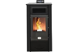 STUFE A PELLET ITALIA Canada 12 KW Kanalisiert 5 Sterne | Pelletöfen Effizienz 91% Heizt 120m² Autonomie 15 Std. 5-Sterne-Zertifiziert Programmierbar 5 Kräfte 24 Monate Garantie Schwarz