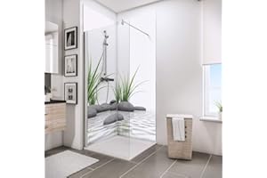Schulte pack lot de 2 panneaux muraux 90 x 210 cm, revêtement décoratif douche, 3 mm, motif pierres zen et herbes, DécoDesign PHOTO D1900922-F 634