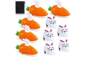 GWAWG Aufziehhase mit Karotte, 10 Stück Ostern Spielzeug zum Aufziehen, Osterhasen Spielzeug Auto zum Aufziehen Karotten, Ostergeschenke für Kinder, Jungen und Mädchen