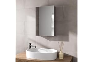 Artis® 400 x 600mm Bathroom Mirror Cabinet Storage Wall Mounted Cupboard Ready Assembled Unit Single Mirrored Door, Stainless Steel