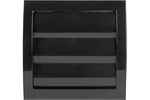 Vent Systems Ø100mm 153x148 mm Schwarz - HVAC Abluftkanalabdeckung - Dunstabzugshaube - Außentrockner Entlüftungsabdeckung mit Öffnungsklappe - klimagerät luftabzug wanddurchführung wetterschutzgitter