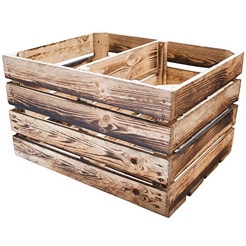 NEUE geflammte Obstkiste als Schuh- und CD/Bücherregal – stapelbar mit Zwischenbrett, hochkant +++ Natur +++ von Kontorei® - 3