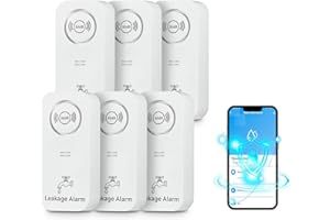 TOWODE Wassermelder WLAN (2,4 G WiFi), 90 dB WiFi Wassermelder Wasseralarm und App Alarm, Wassersensor Alarm für Rohre, Schlafzimmer, Küche, Badezimmer, Keller (6er-Pack)