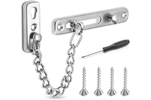 JIEGUANG Chaînes de Sécurité, Chaînes Sécurité Portes avec Tournevis, Door Chain Lock pour les Portes Intérieures et Les Fenêtres des Maisons et des Hôtels