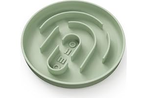 OHMO Slow Feeder Dog Cat Bowl (Small, Circular), Silicone Puppy Food Bowl Anti-Gulping Slow Down Small Dogs Eating Anti Choking No Suction Cup, Light Green
