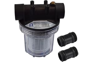 Agora-Tec ® Filtro de agua AT 1L, con Max. Presión: 4 bar, Max. caudal: 3000 L/h, abertura de malla de filtro colador: 0,2 mm, conexiones: 1 pulgada (30,3 mm) casquillos de latón IG