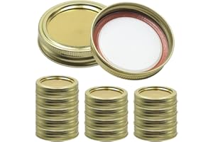 GYSRXS 15 PCS Mason Jar Lids 70MM Standard Mouth Tinplate Lids Regular Canning Lids and Rings with Seals Ring Lids for Jars Fit Mason Jars Kerr Jars Cans(Gold)