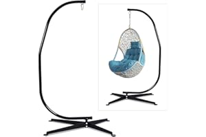 DREAMADE Support de Chaise Hamac Forme C en Acier, Charge Maximale 150 KG avec Base Robuste, Noir Décoration, Fonction Polyvalente pour Jardin, Balcon, Maison, 113 x 77 x 214 CM