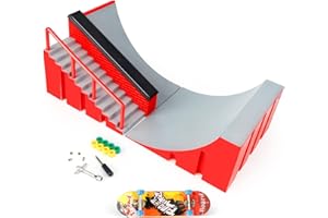 MOMSIV Mini deskorolka z palcami, DIY Funny Skate Park Board with Ramp Accessories Set for Kids and Children (A)