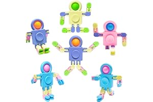 Cuackamily 6PCS Bubble Sensory Fidget Toys, Push Bubble Toys con Funzione di Rotazione, Transformable Chain Robot Fingertip Toy Giocattolo Ansiolitico Antistress per Bambin Adulti (Colore Casuale)