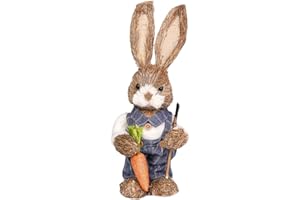 Geteawily Easter Straw Bunny Decorations, Easter Standing Rabbit, Standing Bunny Figurine Rabbit Toy Doll, Spring Easter Figurine Decor, Rabbit Ornaments Home Decor