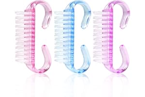 QUESUC Set di 3 Spazzole per la Pulizia delle Unghie con Manici, Strumenti per Unghie, Forniture, Spazzole, Spazzole per La Polvere, Pulizia delle Unghie, Spazzole per Capelli Piccole, Spazzole per Unghie