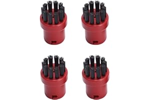 GÉNÉRIQUE Huayuwa Lot de 4 brosses de nettoyage rondes pour nettoyeur vapeur Karcher SC1 SC2 SC3 SC4 SC5 SC7 (rouge et noir)