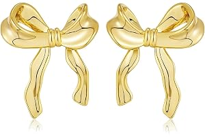 Aucuu Bow Earrings, 18K örhängen guld silver rosetter örhängen, allergivänliga örhängen, bågar kostym smycken örhängen för kv