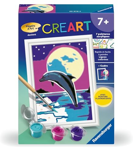 Ravensburger CreArt Kids – Mini Peinture Par Numéros Licorne – 8,5 X 12 Cm – Dès 7 Ans – Kit Complet Avec Cadre