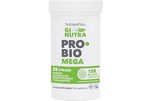 NATURE'S PLUS NaturesPlus GI NUTRA Pro Bio MEGA - 120 Billion CFU Probiotics for Women and Men - 35 Science Backed Live Bacteria with Gut Friendly Prebiotic Fibre - Vegetarian, Gluten Free - 30 Capsules