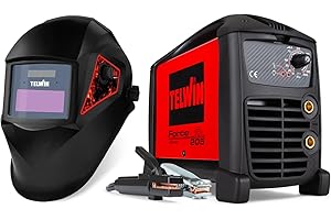 Telwin Force 205 Saldatrice Inverter MMA ad Elettrodo con Accessori e Maschera per Saldatura Tribe 9-13, 200A