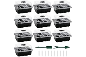 VonLux Anzucht Set 10 Stück Mini Gewächshaus Zimmergewächshaus Anzuchtkasten, Gewächshaus Komplett Set Anzucht Treibhaus Pflanzentöpfe Anzucht Töpfe mit Deckel und Belüftung für 12 Pflanzen