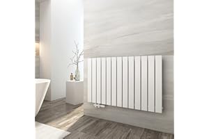 EMKE Heizkörper Flach 630x1000mm, Design Flachheizkörper Moderne Heizkörper Horizontal Paneelheizkörper Seitenanschluss Einlagig Wandheizkörper Weiß 730 Watt