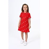 Toontoy Kız &Ccedil;ocuk Polo Yaka &Ccedil;ıt&ccedil;ıtlı Baskılı Elbise