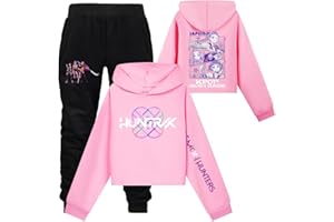 YuanDiann Huntrix Sweat à capuche et pantalon de jogging pour enfant - 2 pièces - Sport décontracté - Confortable - Imprimé - Court - Sweat à capuche et pantalon - Cadeau pour fille et garçon