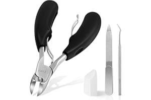 AZYMI Toenail Clippers, Ingrowing Toenail Clippers for Thick Nails for Women Men Elderly, Heavy Duty Thick Toenail Clippers Scissors Set with Nail File, Sharp Curved Blades-Wide Jaw Opening-Soft Handle