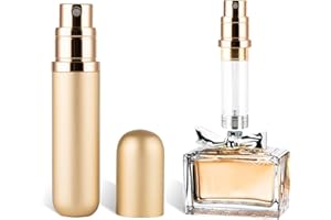 Lammcou Parfümzerstäuber für Unterwegs, Mini Tragbar Leer Nachfüllbarer Parfüm Abfüller Zerstäuber für Reise, Refillable Perfume Atomiser Travel Bottle for Travel (Golden, 5ml)