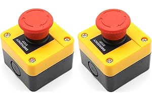SEIWEI Interruptor de apagado de emergencia, interruptor de botón rojo de seta para industria, hogar, oficina, ascensor, fábrica, taller, 2 unidades