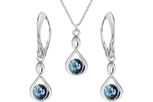 PANDA LUXURY JEWELLERY Schmuckset für Damen Unendlichkeit Ohrringe Silber 925 Hängend Kette Damen mit Anhänger Schmuck Set für Sie mit Kristallen Infinity Ohrringe Hängend und Halskette Mädchen Geschenk Handmade: ohrringe