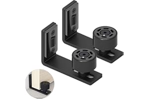 TeTupGa 2 Pack Sliding Barn Door Floor Guides, Flush Sliding Door Bottom Guide, Adjustable Wall Mount Stay Roller Hardware Kit for Different Sizes of Sliding Doors (Black A)