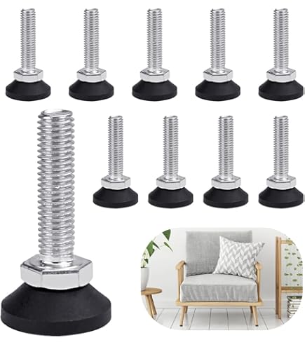 12 Piedini Regolabili M8 Per Mobili - Acciaio Zincato, Base Plastica, Carico 150kg - Foto 8