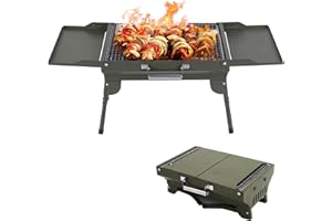 MUMISUTO Przenośny grill na węgiel drzewny, grill wędzarniczy, grill kempingowy, stal nierdzewna, składany, mały grill na węgiel drzewny, grill piknikowy do podróży, gotowania na świeżym powietrzu i BBQ, na