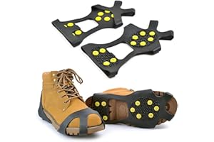 Albert Austin Ice Snow Grips Rubber 16.5 x 11.5cm Ice Cleats for Shoes and Boots Anti Slip Grips Stretch Fit Snow & Ice Spikes Traction Winter Ice Snow Crampons for Climbing Ice Fishing