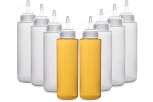 Oinvs 10 Squeeze oil Bottles, 250 ml No-Leak Plastic Oil Dispenser,olive oil bottle with Funnel,Non-erasable pen and Label Paper For Ketchup,BBQ,Paint,Olive Oil