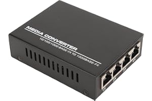 GOWENIC Conversor de Medios de Fibra, Gigabit 1 Puerto óptico 4 Puertos Eléctricos Puerto RJ45 Transceptor de Fibra Módulo SFP, 10/100/1000Base TX a 1000Base FX, hasta 25 Km