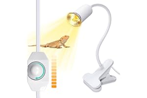 LQUNFYL Lampe Chauffante Tortue, 240CM Câble, 40CM Col de Cygne, Lampe UV Tortue Terrestre, Lampe UVA UVB Chauffante, Lampe Aquarium Tortue D'eau, Blanc Support D'ampoule E27 pour Terrarium, Sans Ampoule