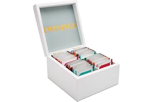 Twinings White Wooden Tea Box - 4 Compartment Filled with 48 Superblends