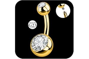 AceFun Piercing do pępka, 8 mm 10 mm 12 mm 14 mm tytanowy kolczyk do pępka dla kobiet 1 szt. 14G solidny kolczyk tytanowy kolczyk do pępka do pępka Bijoux piercing do ciała krótkie zakrzywione