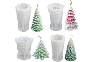 DRUUZYL 4 Pezzi Stampi per Candele di Natale Stampo in Silicone per Albero di Natale 3D Stampo per Colata Candele DIY Forma di Albero di Natale per Realizzare Candele Profumate e Sapone