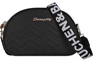 Jiusely Women Cross Body Bag, PU Leather Shoulder bag with Adjustable Wide Strap,Compact Size & Embroidered shoulder straps,