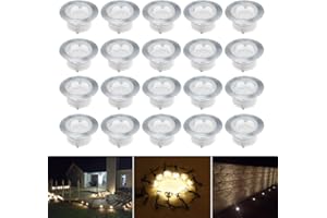 CHNXU 60mm Large Led Decking Lights Outdoor Low Voltage 12v IP67 Waterproof Deck Lighting Kits Warm White Pack of 20