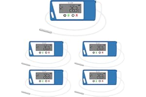 THERM LA MODE ThermElc Data Logger di temperatura, registratore di temperatura con sensore esterno, PDF & EXCEL Report, USB Data Logger Big Screen, Allarme LED, 35000 letture, impermeabile, calibrato per refrigo