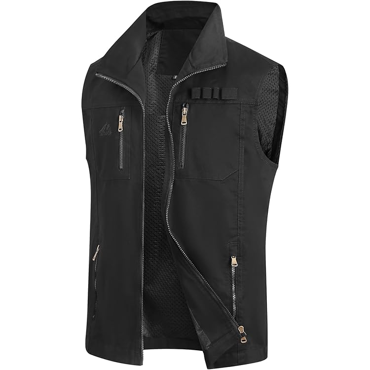 KBOPLEMQ Gilet D'extérieur Pour Homme Avec Filet Multi-poches