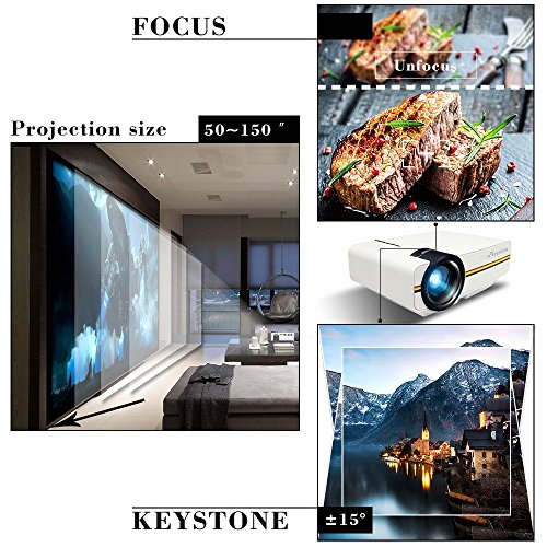 » Beamer, ELEPHAS 1500 Lumens LED Mini Projektor Tragbarer für Heimkino