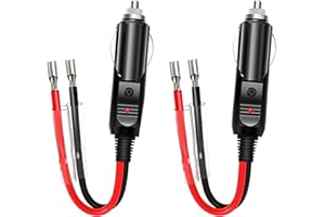 SUBTACK 12V Car Plug - 2 PCS Cigarette Lighter Male Plug Cigar Female Socket Plug with Lead and Wiring, Cigar Plug Charger Cable for Motorcycle, Car, Tractor